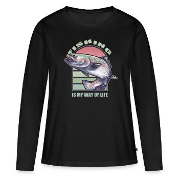 La pêche à la ligne est mon mode de vie Pêcher Les pêcheurs - T-shirt manches longues Premium bio Femme - noir - Devant - Julia (174cm)