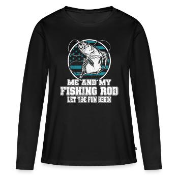 Angler Me & My Fishing Rod Let Fun Begin Angeln - T-shirt manches longues Premium bio Femme - noir - Devant - Julia (174cm)