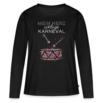 Trommel Trommler Karneval Köln Konfetti Kölle - Frauen Premium Bio Langarmshirt - Schwarz - Vorne - Julia (174cm)