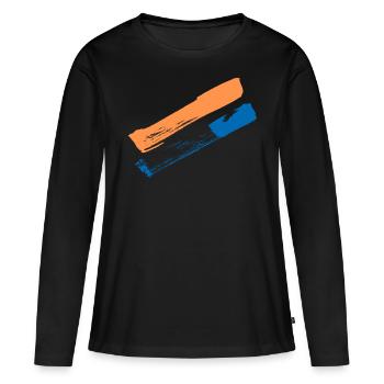 Striche / Pinsel - Farben TUSCHE - Frauen Premium Bio Langarmshirt - Schwarz - Vorne - Julia (174cm)