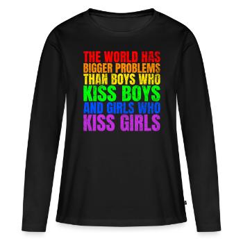 Le monde a de plus gros problèmes que les personnes LGBTQ+ - T-shirt manches longues Premium bio Femme - noir - Devant - Julia (174cm)