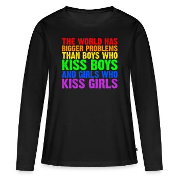 Le monde a de plus gros problèmes que les personnes LGBTQ+ - T-shirt manches longues Premium bio Femme - noir - Devant - Julia (174cm)