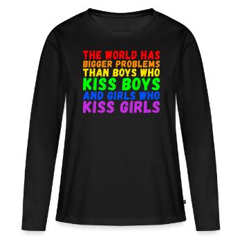 Le monde a de plus gros problèmes que les personnes LGBTQ+ - T-shirt manches longues Premium bio Femme - noir - Devant - Julia (174cm)