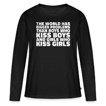 Le monde a de plus gros problèmes que les personnes LGBTQ+ - T-shirt manches longues Premium bio Femme - noir - Devant - Julia (174cm)