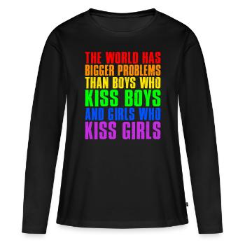 Le monde a de plus gros problèmes que les personnes LGBTQ+ - T-shirt manches longues Premium bio Femme - noir - Devant - Julia (174cm)