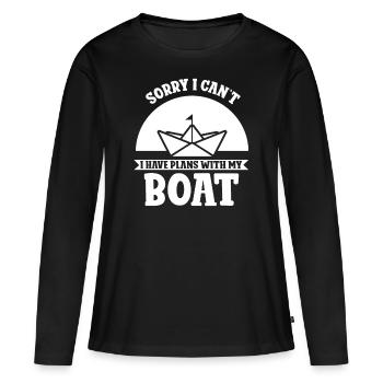 Malheureusement, je ne peux pas avoir de plans avec mon bateau - T-shirt manches longues Premium bio Femme - noir - Devant - Julia (174cm)