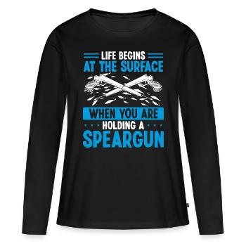 Spearfishing Fins Spearfisher Speargun Apnea Dive - Women's Premium Organic Long Sleeve Shirt - black - Front - Julia (174cm)