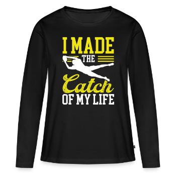 Wide Receiver Glove Marriage Catch of my LIfe - Frauen Premium Bio Langarmshirt - Schwarz - Vorne - Julia (174cm)