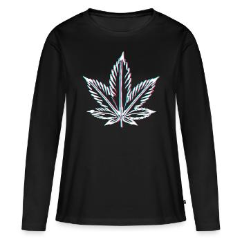 Cannabis Leaf Ganja - Women's Premium Organic Long Sleeve Shirt - black - Front - Julia (174cm)