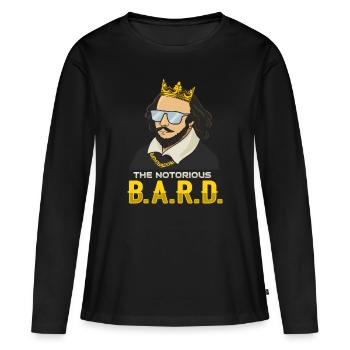 William Shakespeare avec couronne - T-shirt manches longues Premium bio Femme - noir - Devant - Julia (174cm)