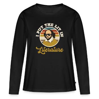 J’ai mis la lumière dans la littérature Shakespeare - T-shirt manches longues Premium bio Femme - noir - Devant - Julia (174cm)
