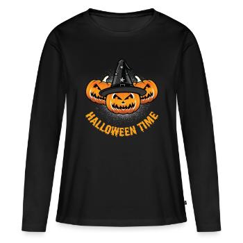 Scary halloween pumpkin witches zombie ghosts - Women's Premium Organic Long Sleeve Shirt - black - Front - Julia (174cm)