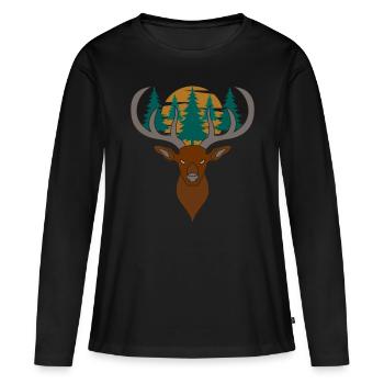 Red deer antlers with deer antlers - Women's Premium Organic Long Sleeve Shirt - black - Front - Julia (174cm)