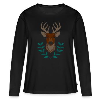Red deer antlers with deer antlers - Women's Premium Organic Long Sleeve Shirt - black - Front - Julia (174cm)