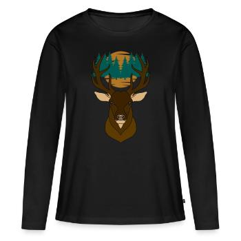 Red deer antlers with deer antlers - Women's Premium Organic Long Sleeve Shirt - black - Front - Julia (174cm)