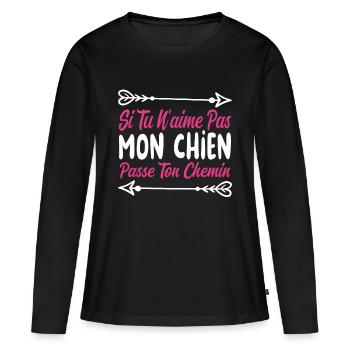Si tu n’aimes pas mon chien - T-shirt manches longues Premium bio Femme - noir - Devant - Julia (174cm)