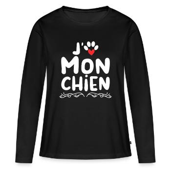 J aime mon chien - T-shirt manches longues Premium bio Femme - noir - Devant - Julia (174cm)