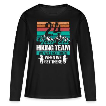 24 Birthday Sloth Hiking Mountains 24 Year Old - Frauen Premium Bio Langarmshirt - Schwarz - Vorne - Julia (174cm)