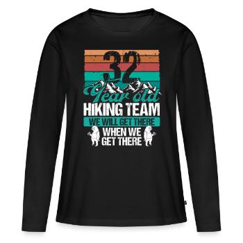 32 Birthday Sloth Hiking Mountains 32 Year Old - Frauen Premium Bio Langarmshirt - Schwarz - Vorne - Julia (174cm)