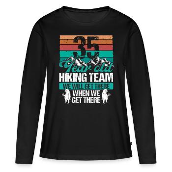 35 Birthday Sloth Hiking Mountains 35 Year Old - Frauen Premium Bio Langarmshirt - Schwarz - Vorne - Julia (174cm)