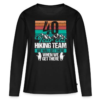 40 Birthday Sloth Hiking Mountains 40 Year Old - Frauen Premium Bio Langarmshirt - Schwarz - Vorne - Julia (174cm)