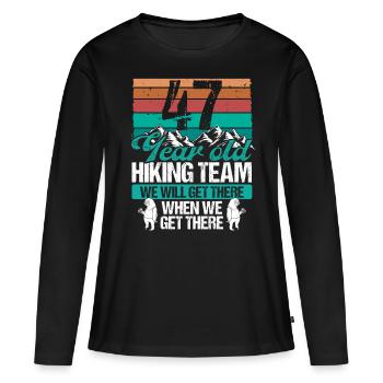 47 Birthday Sloth Hiking Mountains 47 Year Old - Frauen Premium Bio Langarmshirt - Schwarz - Vorne - Julia (174cm)