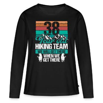 38 Birthday Sloth Hiking Mountains 38 Year Old - Frauen Premium Bio Langarmshirt - Schwarz - Vorne - Julia (174cm)