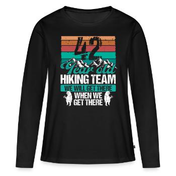 42 Birthday Sloth Hiking Mountains 42 Year Old - Frauen Premium Bio Langarmshirt - Schwarz - Vorne - Julia (174cm)