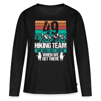 49 Birthday Sloth Hiking Mountains 49 Year Old - Frauen Premium Bio Langarmshirt - Schwarz - Vorne - Julia (174cm)