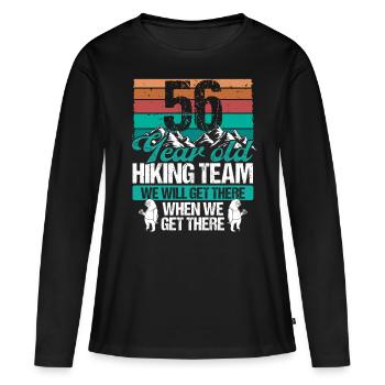 56 Birthday Sloth Hiking Mountains 56 Year Old - Frauen Premium Bio Langarmshirt - Schwarz - Vorne - Julia (174cm)
