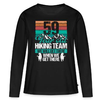 59 Birthday Sloth Hiking Mountains 59 Year Old - Frauen Premium Bio Langarmshirt - Schwarz - Vorne - Julia (174cm)