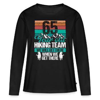 65 Birthday Sloth Hiking Mountains 65 Year Old - Frauen Premium Bio Langarmshirt - Schwarz - Vorne - Julia (174cm)