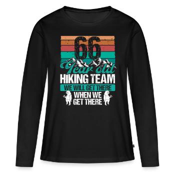 66 Birthday Sloth Hiking Mountains 66 Year Old - Frauen Premium Bio Langarmshirt - Schwarz - Vorne - Julia (174cm)