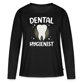 Équipe d’hygiénistes dentaires Dentiste Hygiène dentaire - T-shirt manches longues Premium bio Femme - noir - Devant - Julia (174cm)