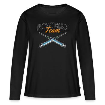 Médecin de l’équipe Médecin de l’équipe Médecin Médecin Médecine - T-shirt manches longues Premium bio Femme - noir - Devant - Julia (174cm)