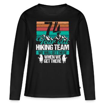74 Birthday Sloth Hiking Mountains 74 Year Old - Frauen Premium Bio Langarmshirt - Schwarz - Vorne - Julia (174cm)
