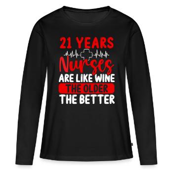 21 ans Infirmière Appreciation Wine 21 Anniversaire - T-shirt manches longues Premium bio Femme - noir - Devant - Julia (174cm)