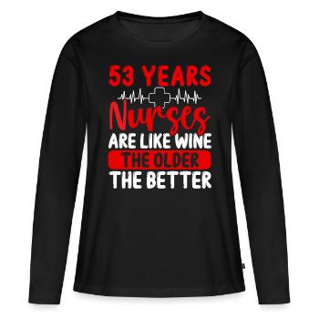 53 ans Infirmière Appreciation Wine 53 Anniversaire - T-shirt manches longues Premium bio Femme - noir - Devant - Julia (174cm)