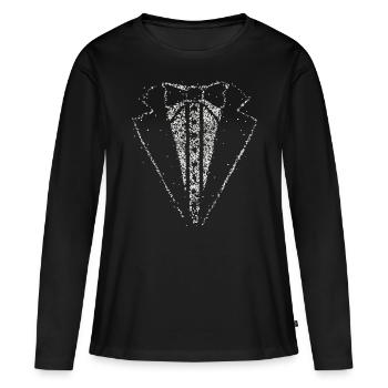 Anzug Smoking Fasching Kostümersatz Frack Karneval - Frauen Premium Bio Langarmshirt - Schwarz - Vorne - Julia (174cm)