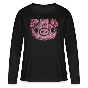 Cochon Cochon Cochon Costume De Porc Carnaval de Remplacement - T-shirt manches longues Premium bio Femme - noir - Devant - Julia (174cm)