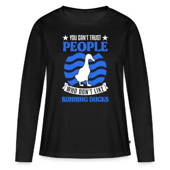Indian Running Gift Running Duck - Women's Premium Organic Long Sleeve Shirt - black - Front - Julia (174cm)