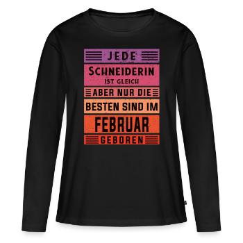 Schneiderin Geburtstag Februar geboren - Frauen Premium Bio Langarmshirt - Schwarz - Vorne - Julia (174cm)
