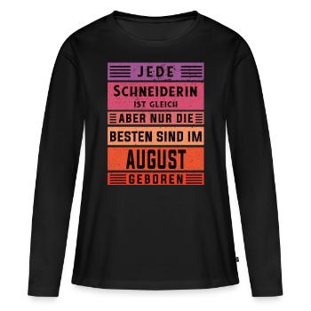 Schneiderin Geburtstag August geboren - Frauen Premium Bio Langarmshirt - Schwarz - Vorne - Julia (174cm)