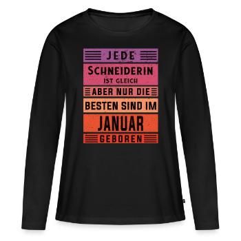 Schneiderin Geburtstag Januar geboren - Frauen Premium Bio Langarmshirt - Schwarz - Vorne - Julia (174cm)