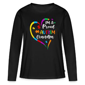Autisme - T-shirt manches longues Premium bio Femme - noir - Devant - Julia (174cm)