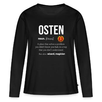 Ossi Geschenk Ostdeutschland NVA Germania Osten - Frauen Premium Bio Langarmshirt - Schwarz - Vorne - Julia (174cm)