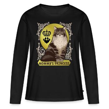 Princesse Chat, Style Vintage, Maman Princesse - T-shirt manches longues Premium bio Femme - noir - Devant - Julia (174cm)