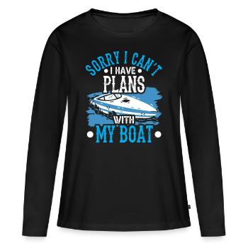 Malheureusement, je ne peux pas avoir de plans avec mon bateau - T-shirt manches longues Premium bio Femme - noir - Devant - Julia (174cm)