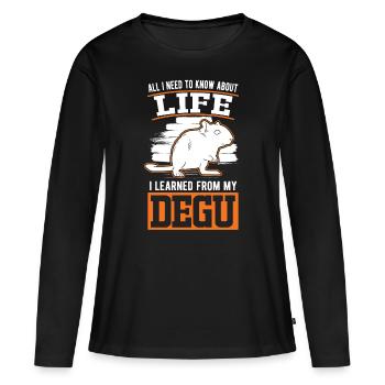 Degu Propriétaire Arbuste Rat Degu - T-shirt manches longues Premium bio Femme - noir - Devant - Julia (174cm)