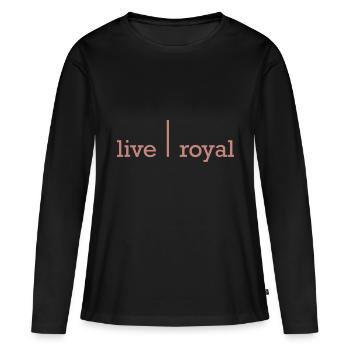 Live Royal Live | Royal FAT - T-shirt manches longues Premium bio Femme - noir - Devant - Julia (174cm)